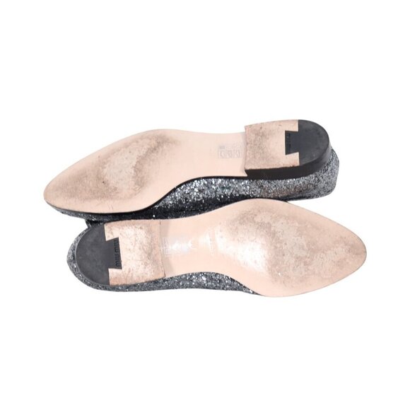Miu Miu Women's US 7/EUR 38 Silver Ardesia Glitter Tassel Smoking Flat Loafers - Picture 8 of 9